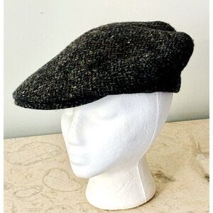 Vintage Flat Newsboy Cap Shandon Donegal tweed gray speckles small brim-7 M